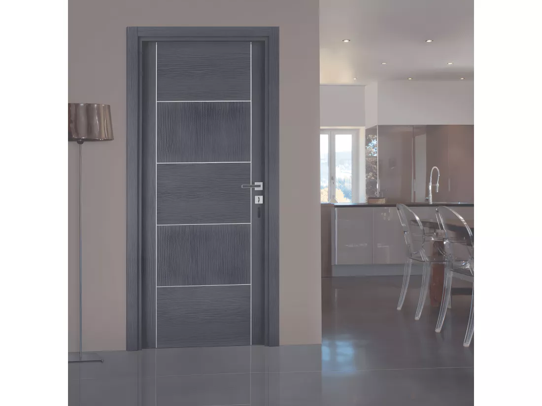 Bloc-porte pose fin de chantier collection Premium Casoar, H.204 x l.73 cm, aspect chêne cendré, réversible