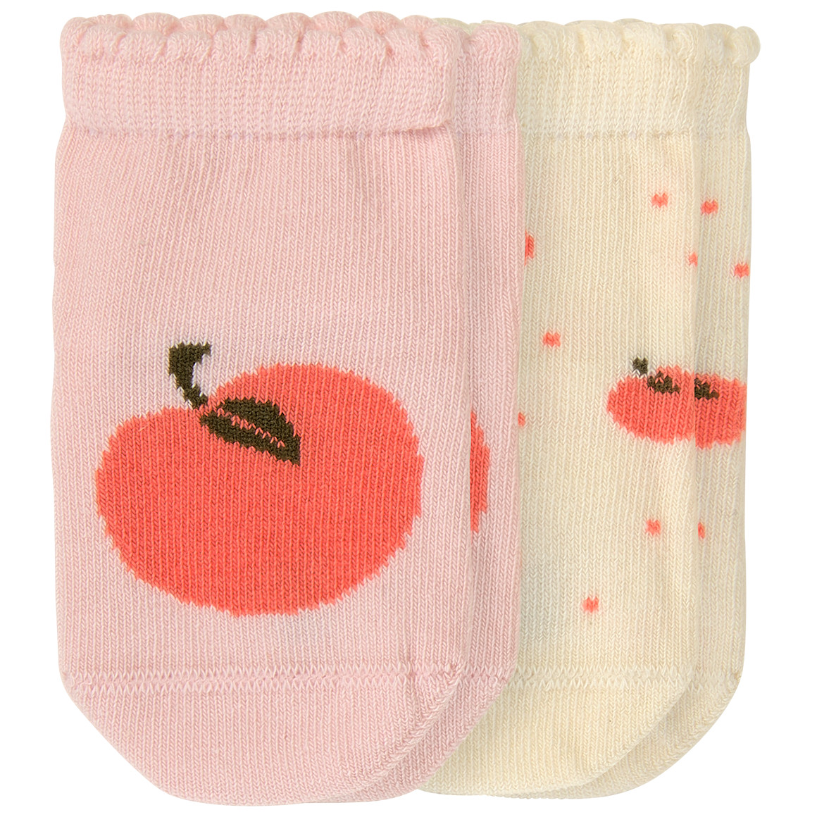 Topomini Pure Collection 2 Paar Newborn Socken mit Orangen rosa / creme