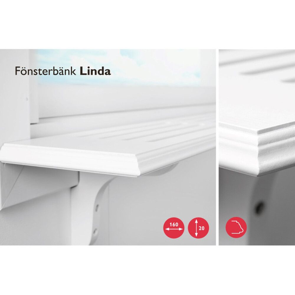 VINDUSBRETT LUNDBERGS LINDA HVIT 20X160X1200MM