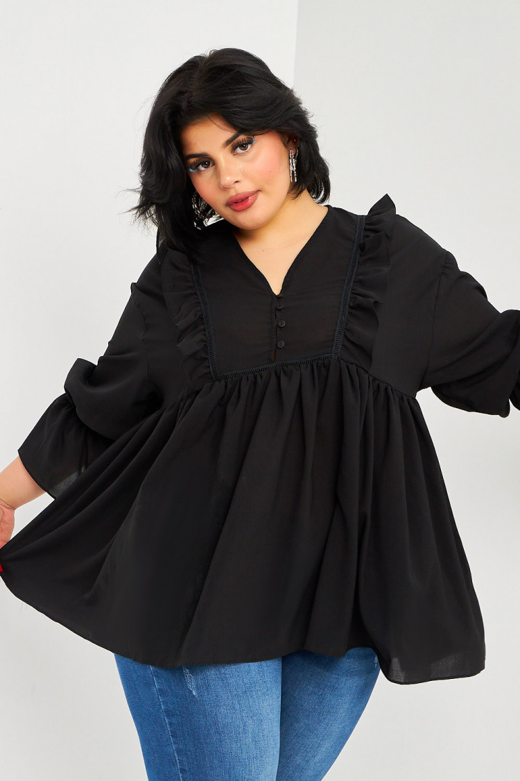 Blouse oversize fluide noire