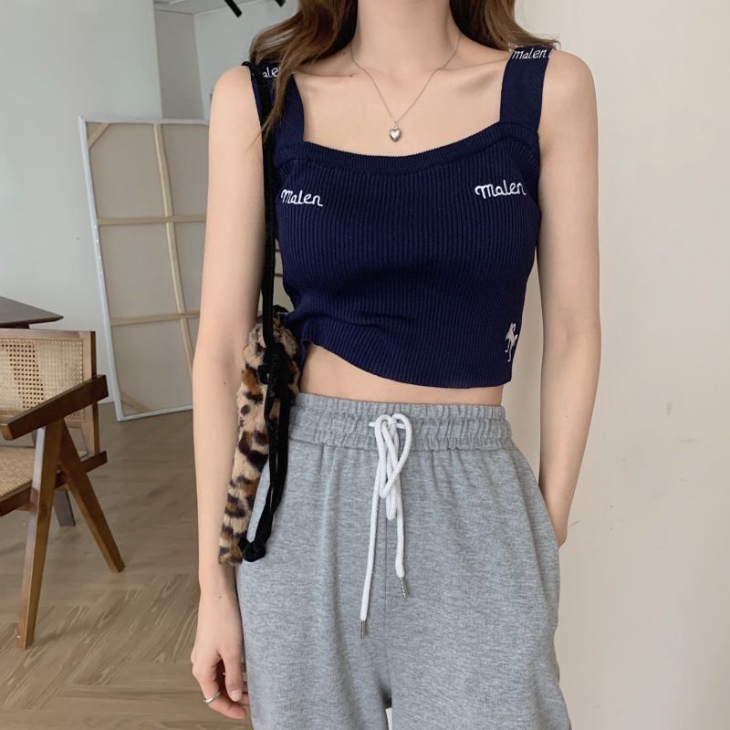 OGAWA - Tanktop met letters en breiwerk