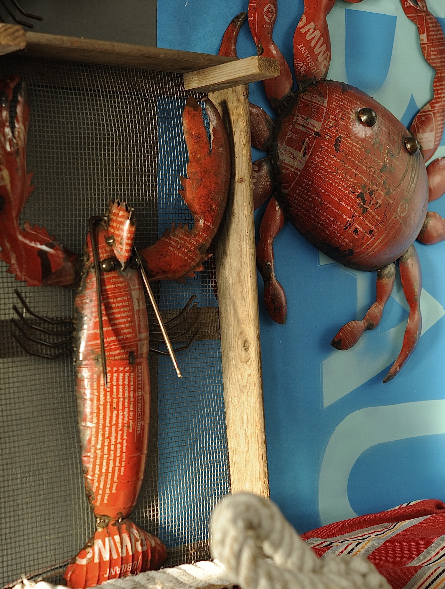 Wanddeko 'Krabbe', rot, H 68 cm, B 72 cm, L 8 cm von fischer's lagerhaus