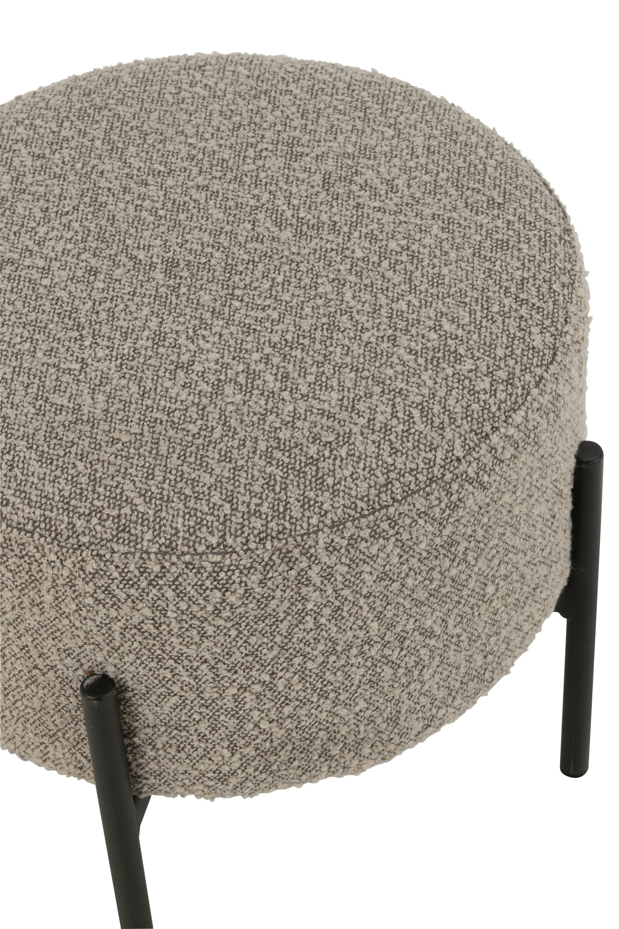 J-Line kruk Bouclé - hout - grijs|zwart