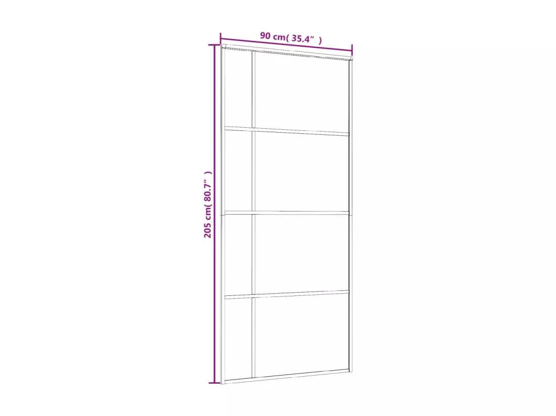Porte coulissante Verre ESG et aluminium 90x205 cm Noir