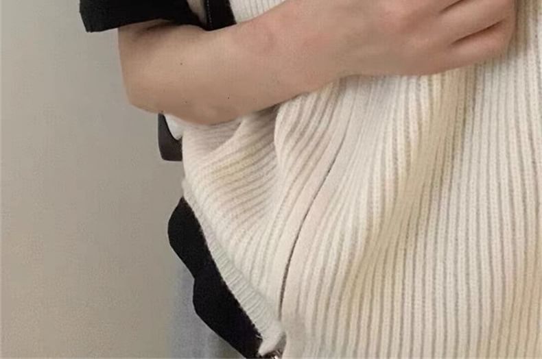 aistera - Vest met geribbelde rits en opstaande kraag