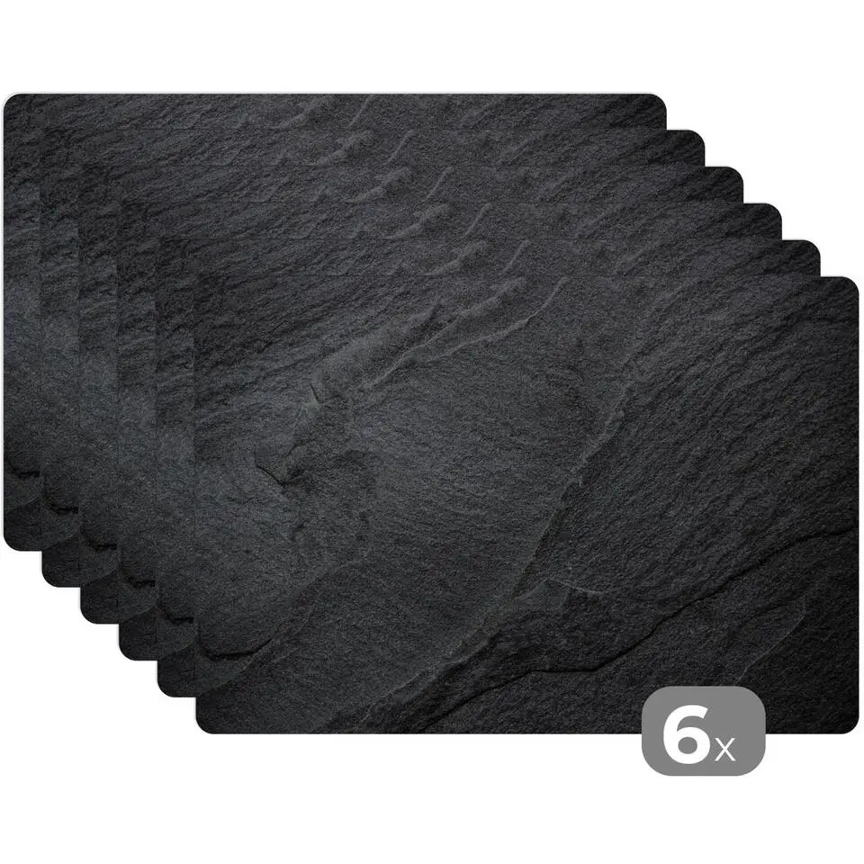 MuchoWow Placemat (6stuks) 45x30cm Beton Zwart Industrieel