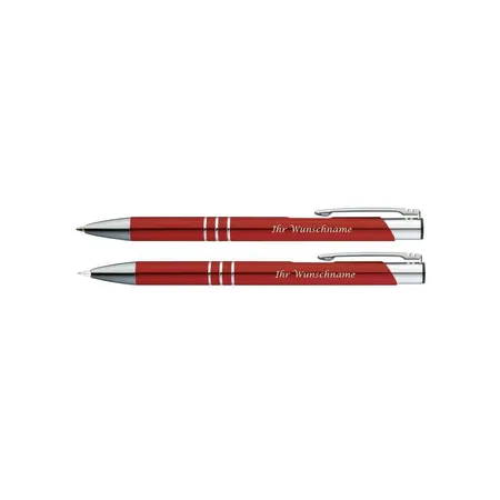 Macma Metall Schreibset bestehend aus Kugelschreiber + Druckbleistift / Farbe: rot