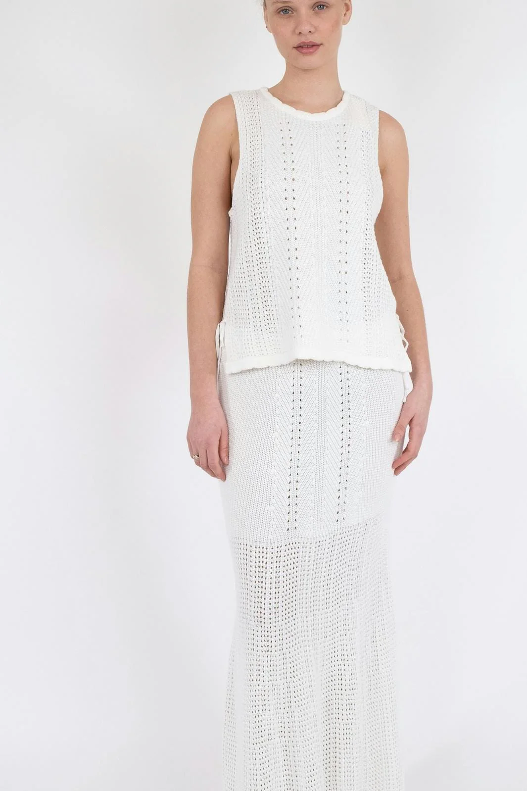 Neo Noir Aritza Crochet Knit Top white