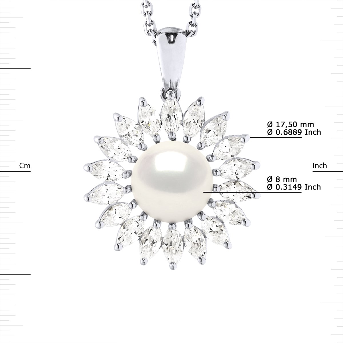 Collier SOLEIL Perle d'Eau Douce 8-9 mm Blanche Joaillerie Argent 925