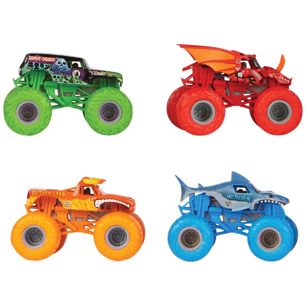 Monster Jam Offizielles 1:64 Megalodon 4er-Pack Monster Trucks