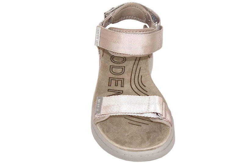 WODEN LINE SILVER MINK SANDAL I SANDFARVET TEKSTIL