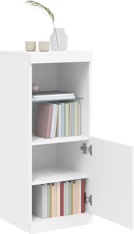 vidaXL - Dressoir - Wit - Bewerkt Hout - Met LED-Verlichting