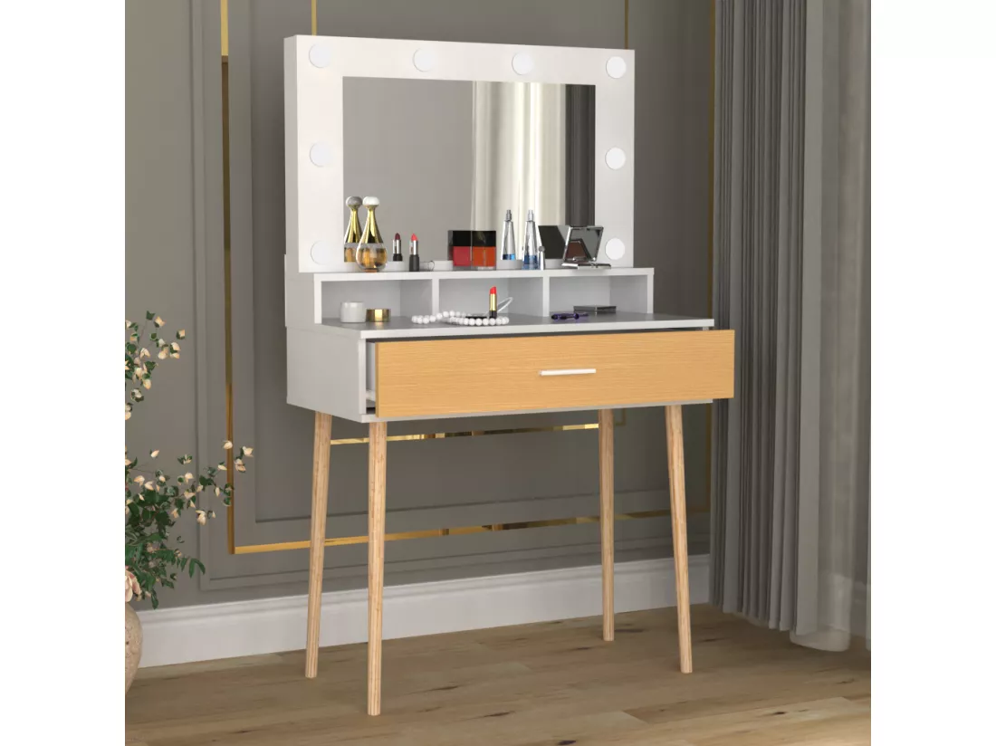 Coiffeuse miroir tiroir Lindas
