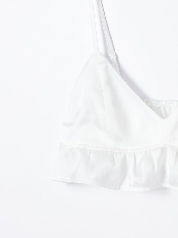 Top cropped de cetim - Branco