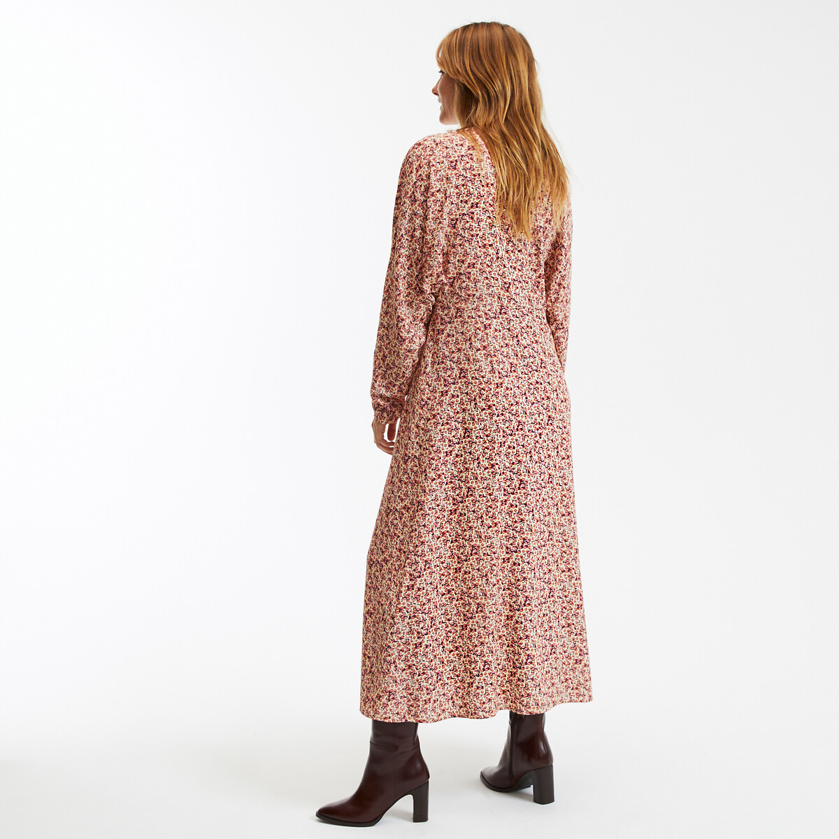LA REDOUTE COLLECTIONS<br>Vestido longo com decote em V e estampa floral