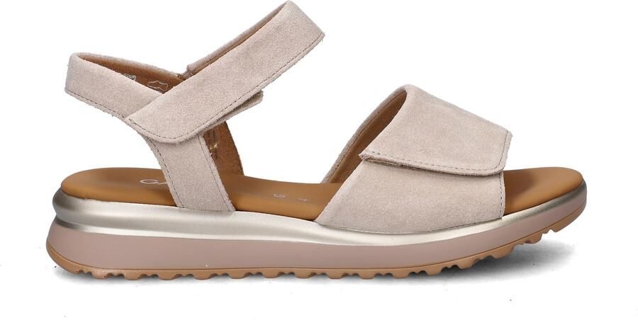 Gabor Dames Sandalen met hak 840.1 Beige Suède Plateauzool
