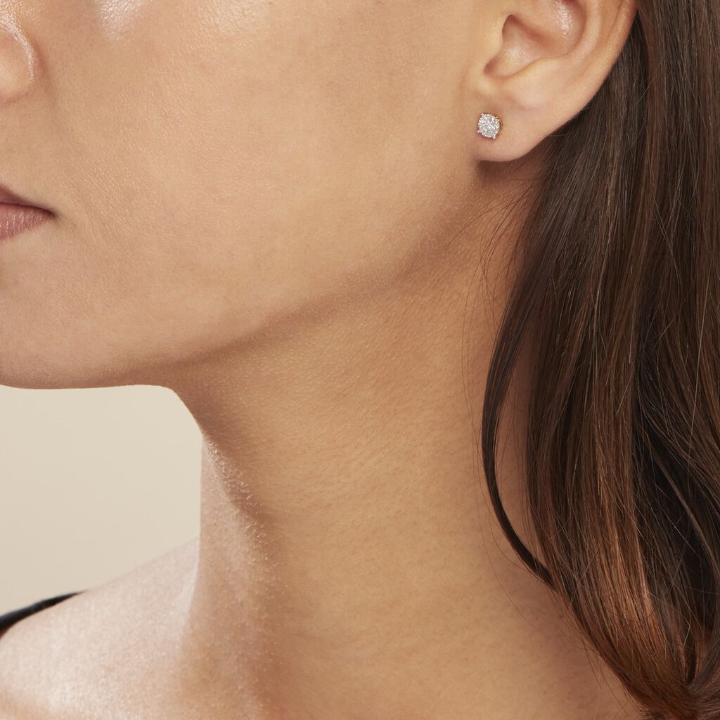 Boucles D'oreilles Puces Or Jaune Trecia Diamants