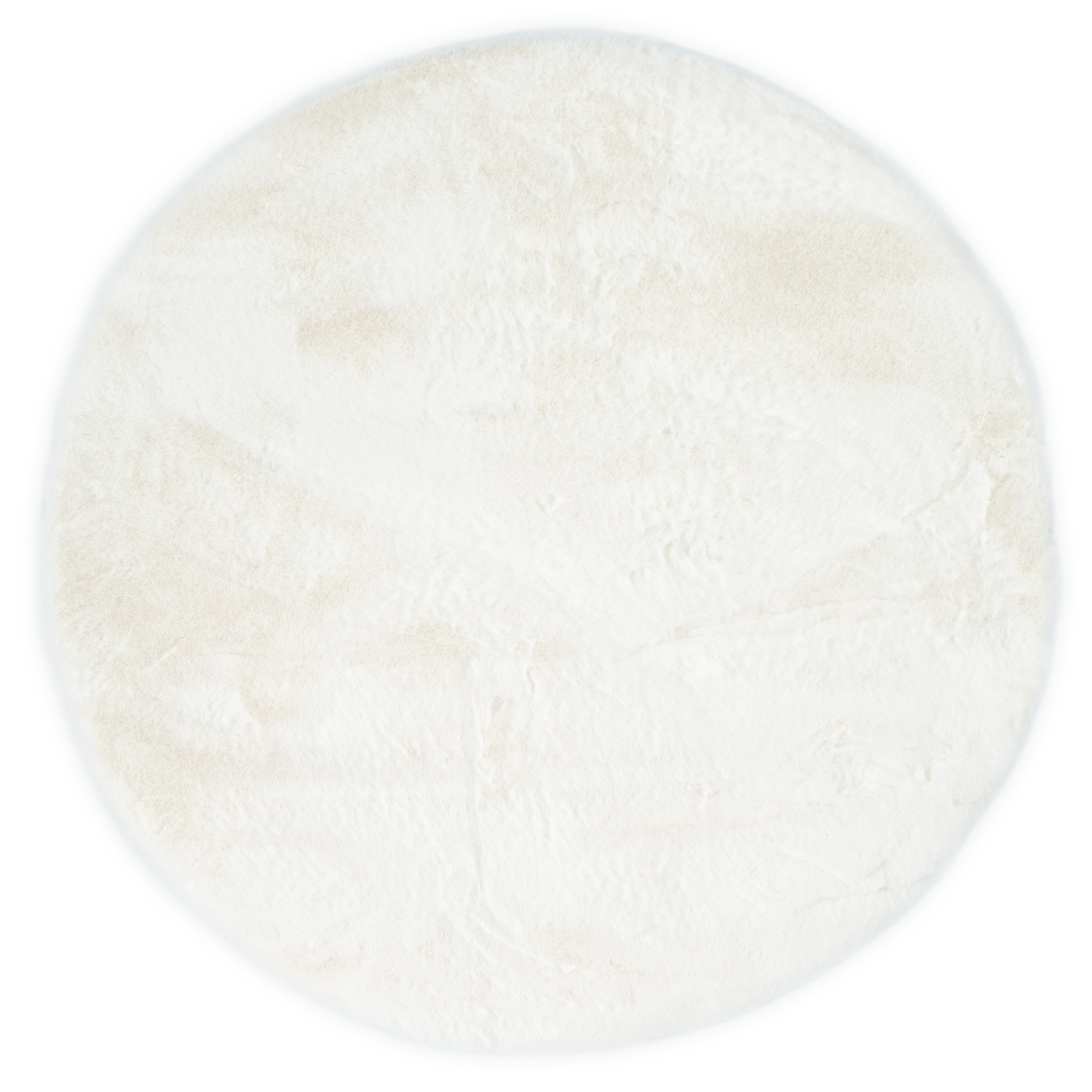 Kunstfellteppich - white - rund - Ø 90 cm
