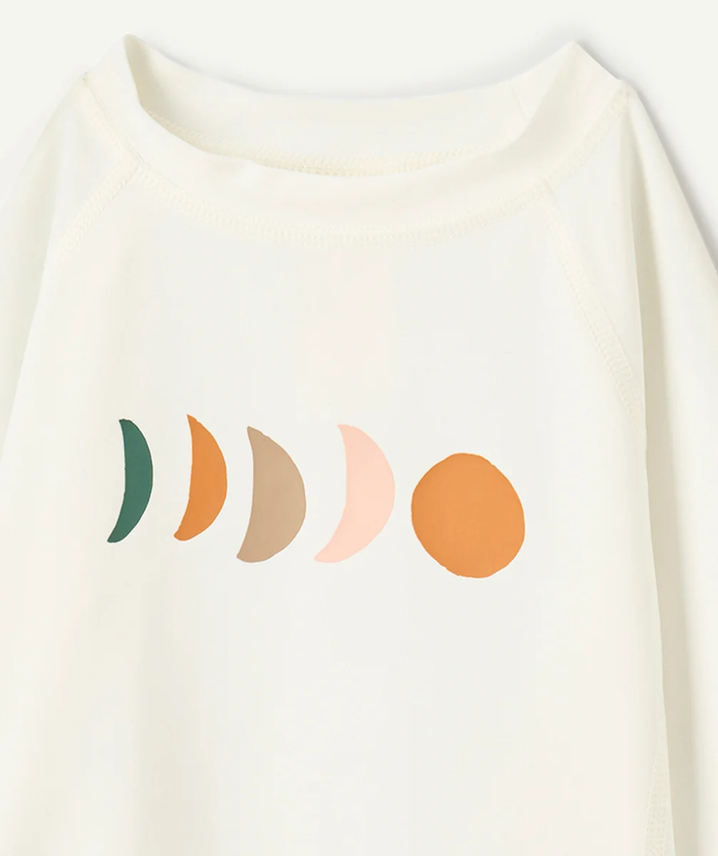 LASSIGT-SHIRT MANCHES LONGUES BÉBÉ FILLE ANTI-UV ÉCRU AVEC MOTIF LUNES