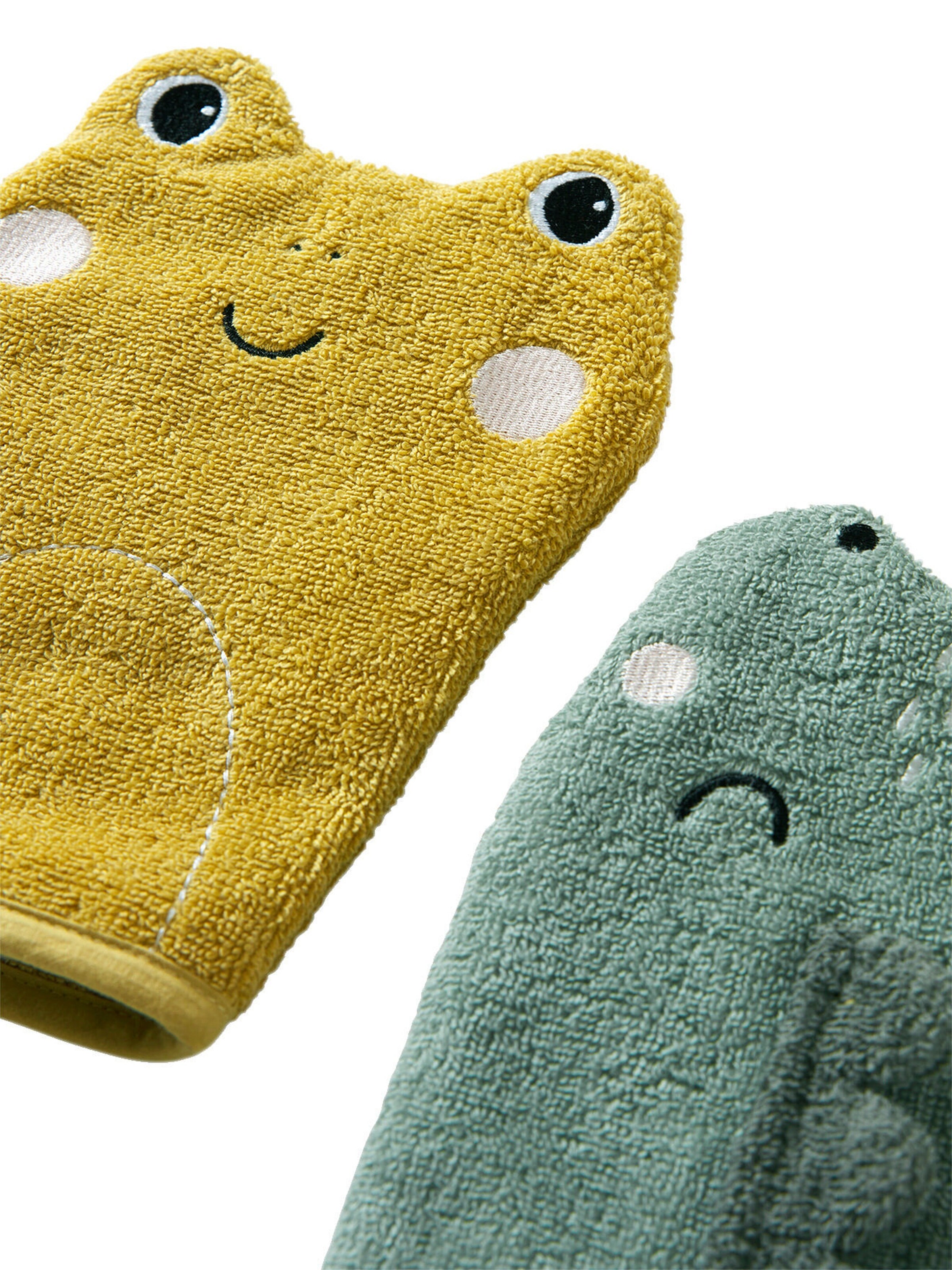 Vertbaudet 2er-Set Baby Waschhandschuhe OZEAN salbeigrün