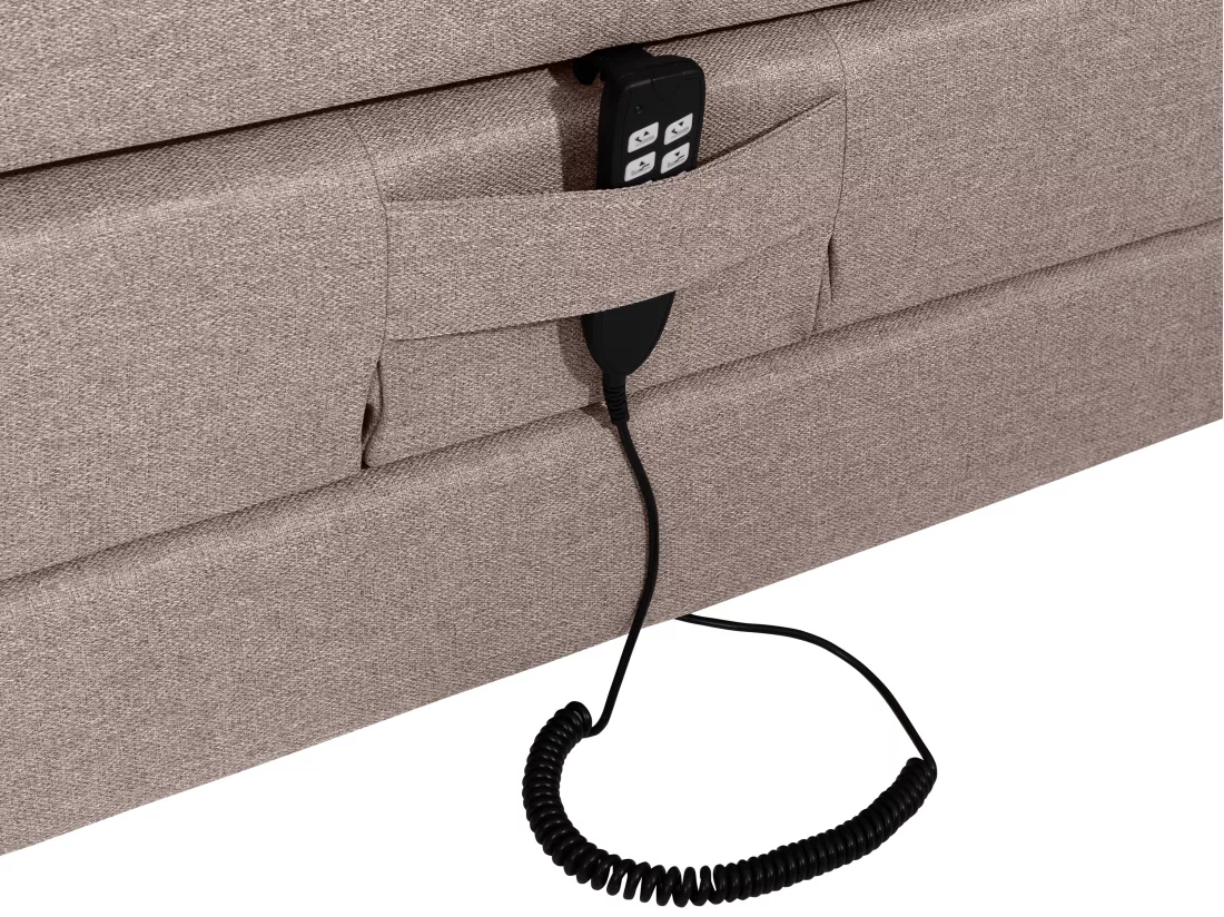 Ensemble complet boxspring tête de lit + sommiers relaxation électrique + matelas + surmatelas - 2 x 80 x 200 cm - Tissu - Beige - CASTEL II de PALACIO