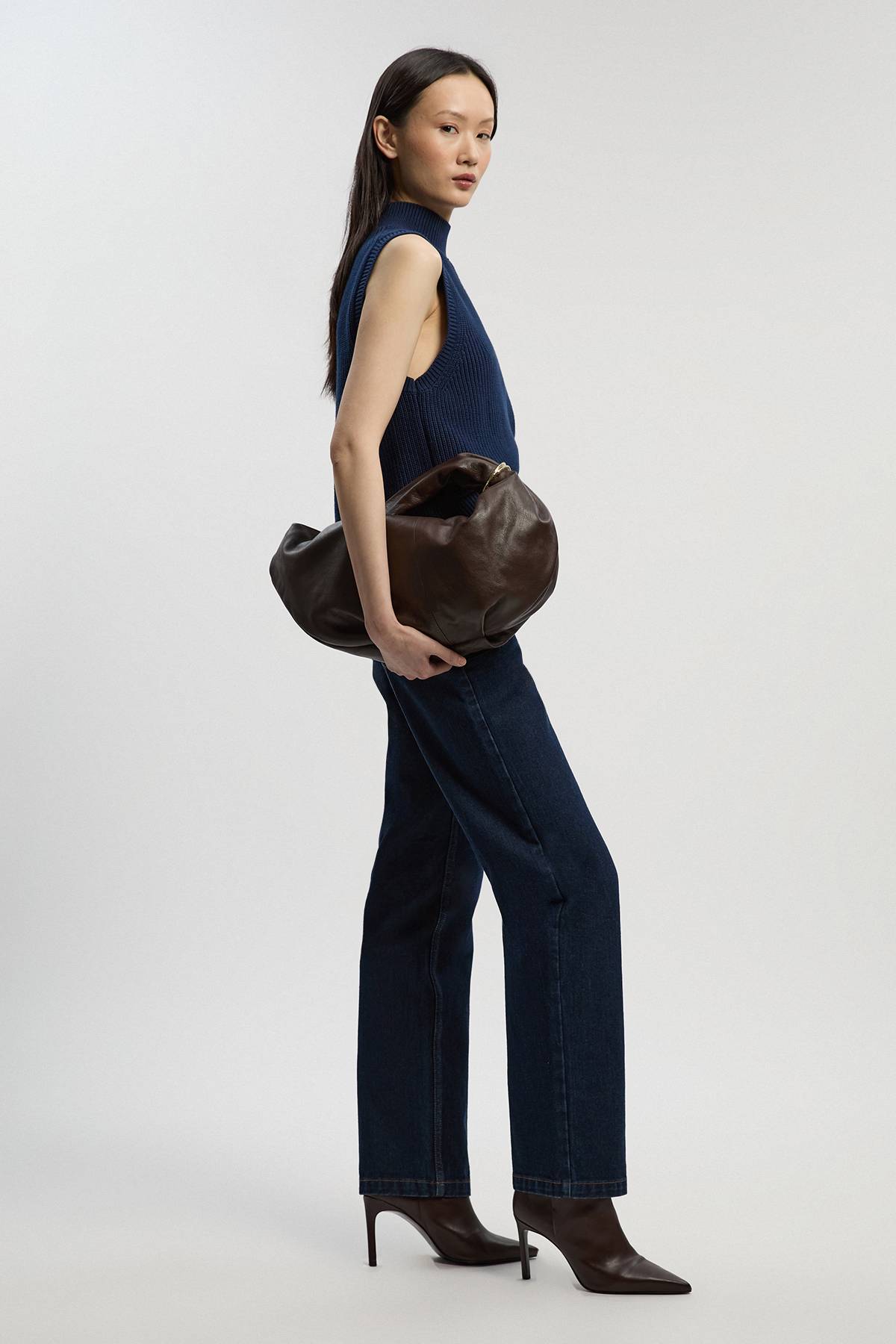 KarenMillen Jean Petite Taille Haute Coupe Droite en Denim