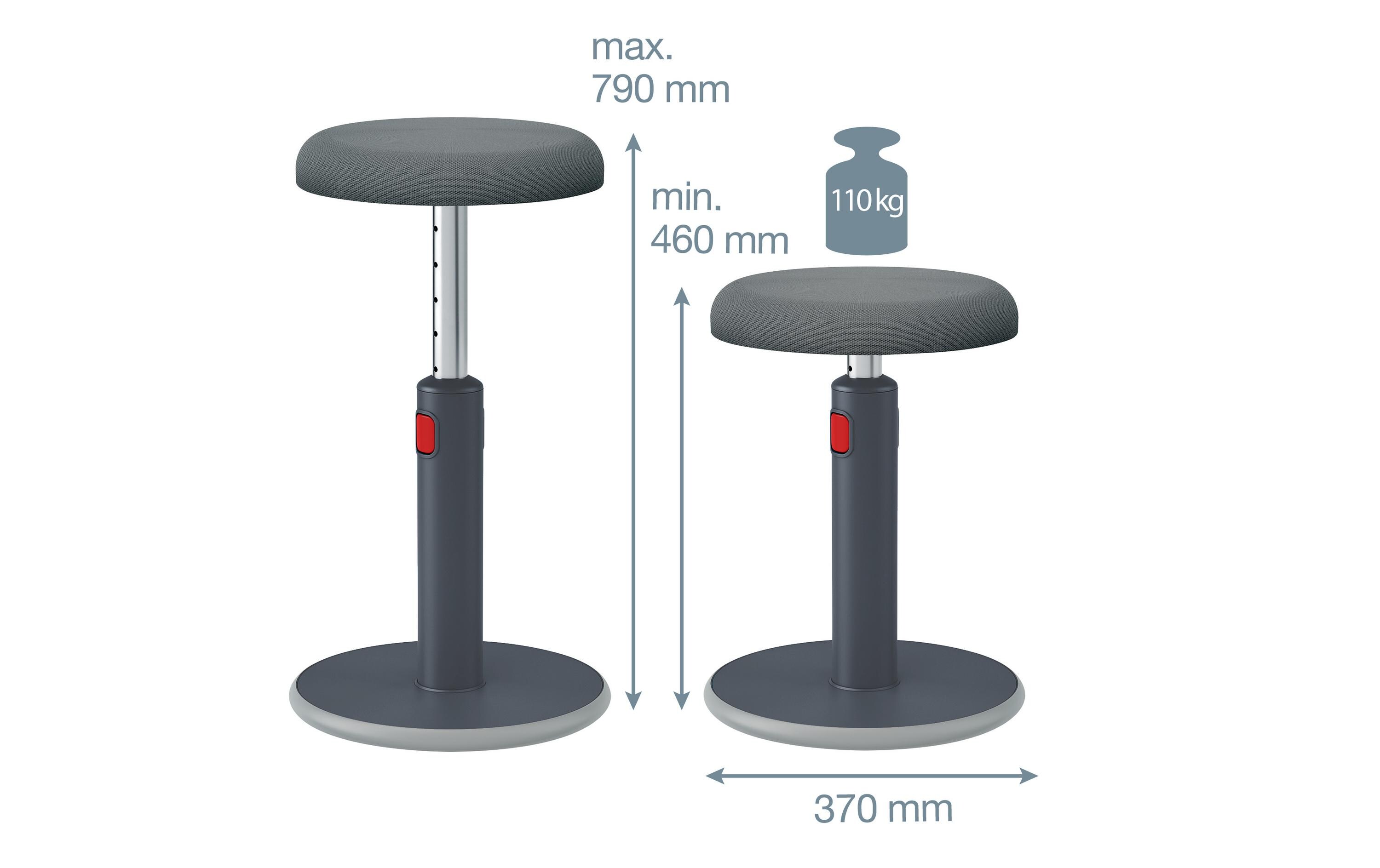 Ergo Cosy Active Sitz und Stehhocker Grau<br>Höhenverstellbarer, ergonomischer Hocker zum Sitzen und Stehen für eine verbesserte Muskelaktivität und bessere Körperhaltung