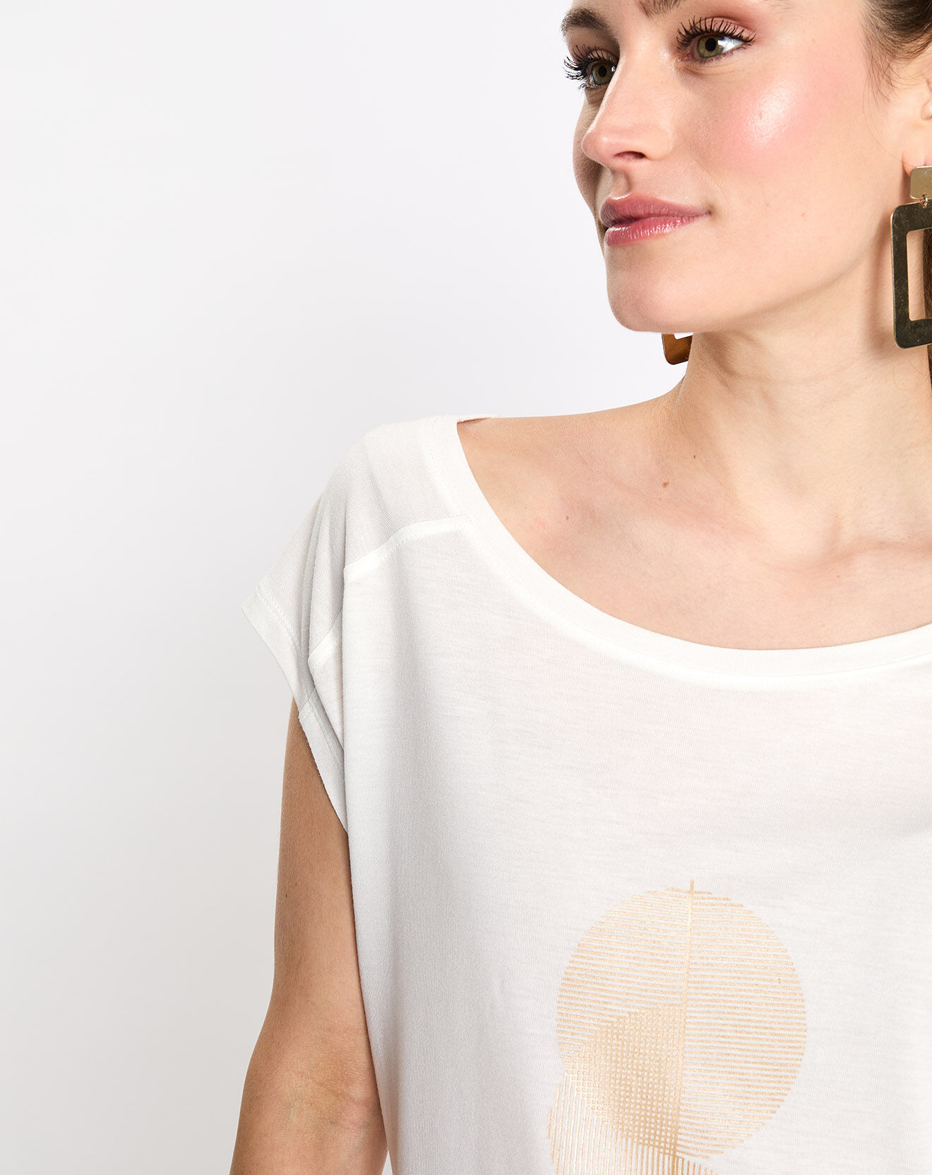 Esprit T-Shirt cr sm print abstrait blanc