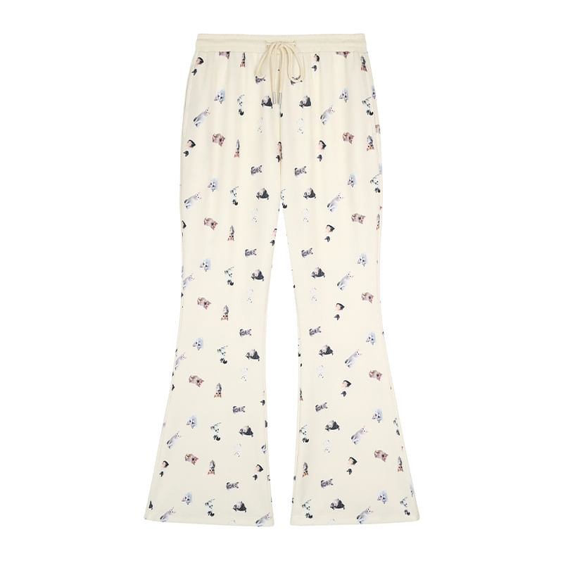 Appelsin - Wijde broek met trekkoord en kattenprint