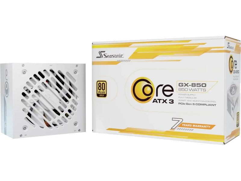 Seasonic Netzteil CORE GX Weiss ATX 3.1 850 W Leises und effizientes Netzteil mit ATX 3.1-Standard