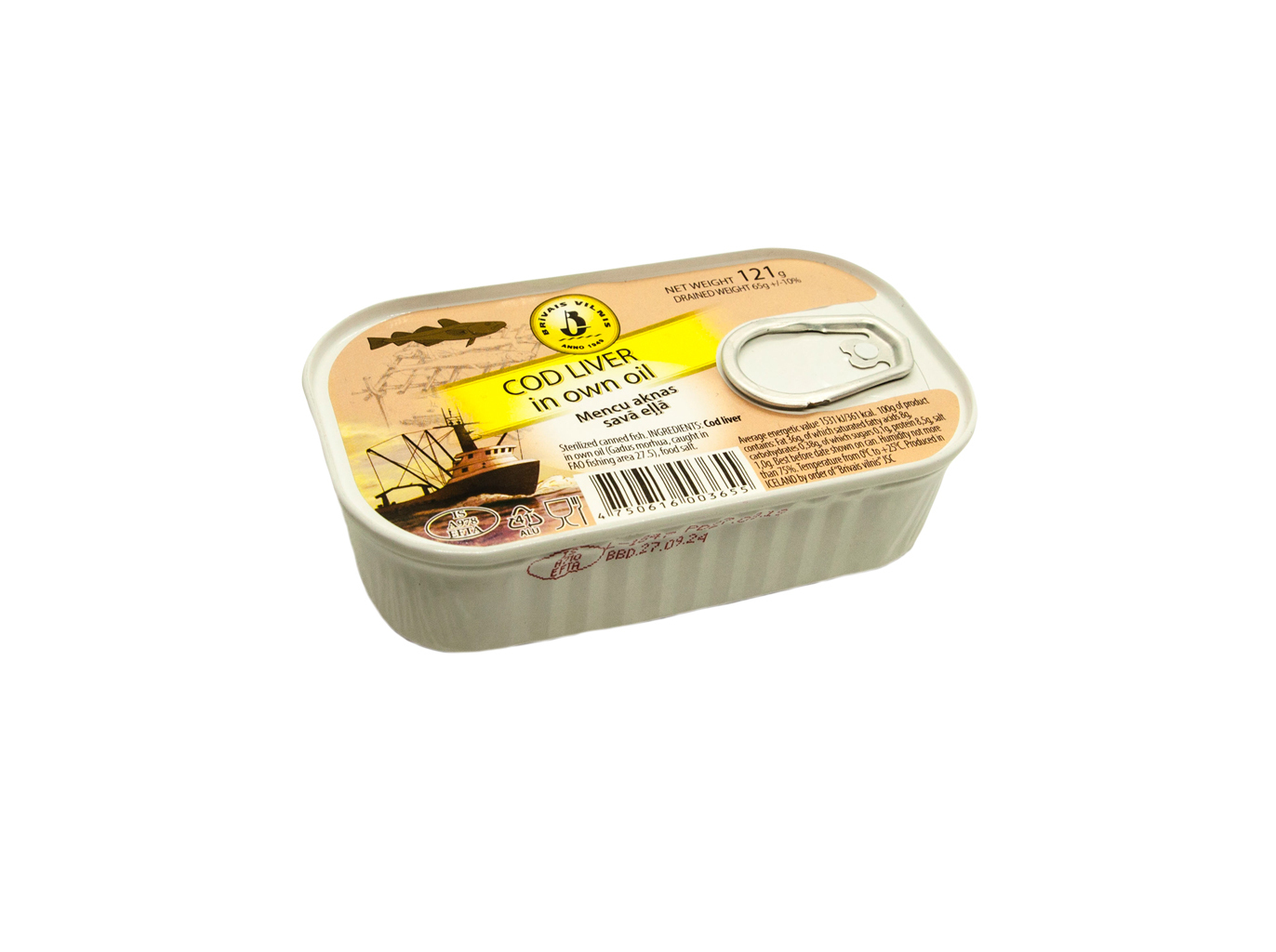 FIGADO BACALHAU MONO MORE NATURAL 121G