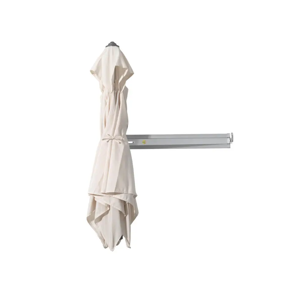 Muurparasol Vierkant - 200x200cm - met muurbevestiging - Ecru - Gebroken wit
