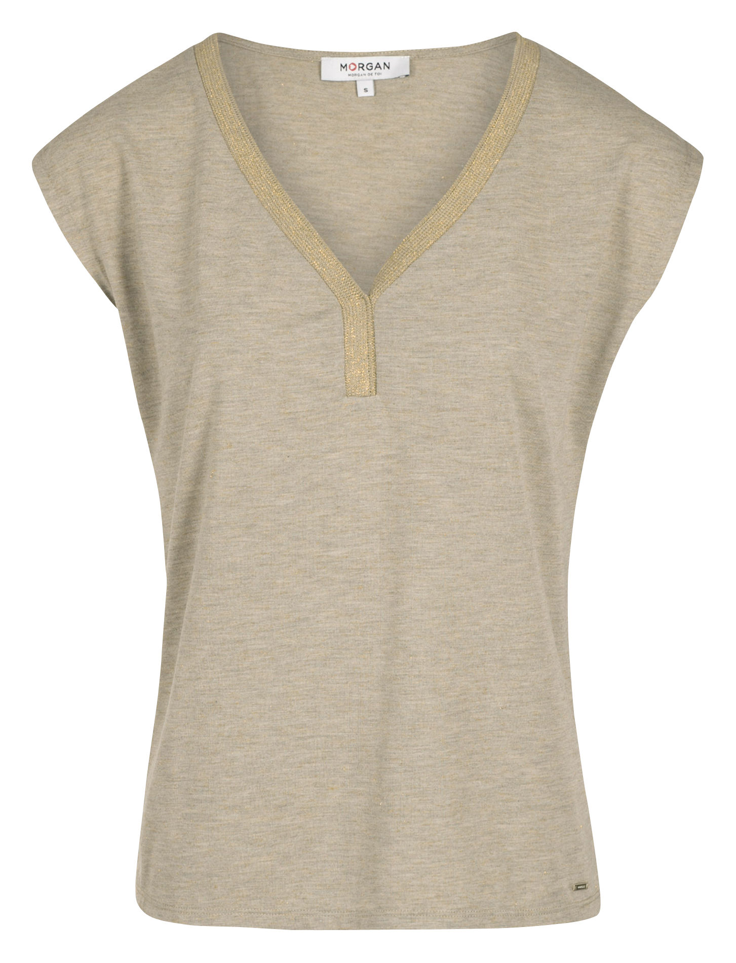 DMAYA.N - Tee-shirt col V irisé | Beige