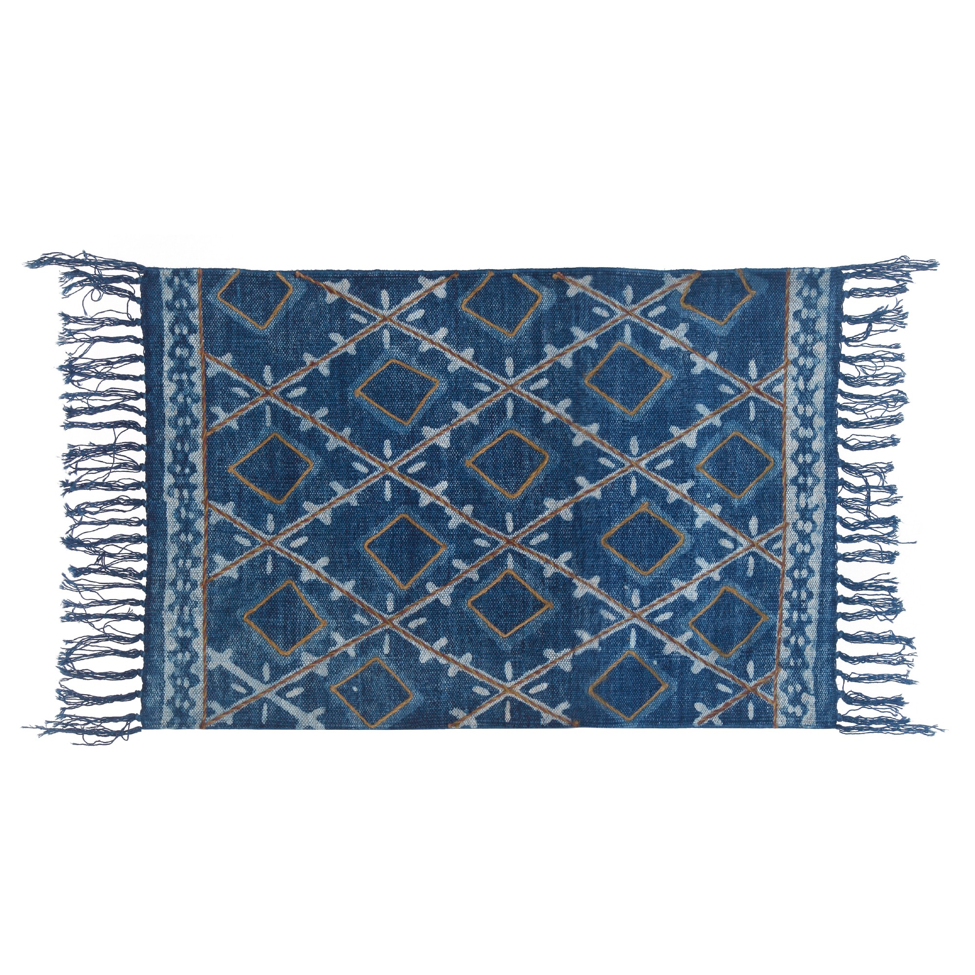 Mini-Rug 'Eluru', weiß, blau, T 60 cm, B 90 cm von fischer's lagerhaus