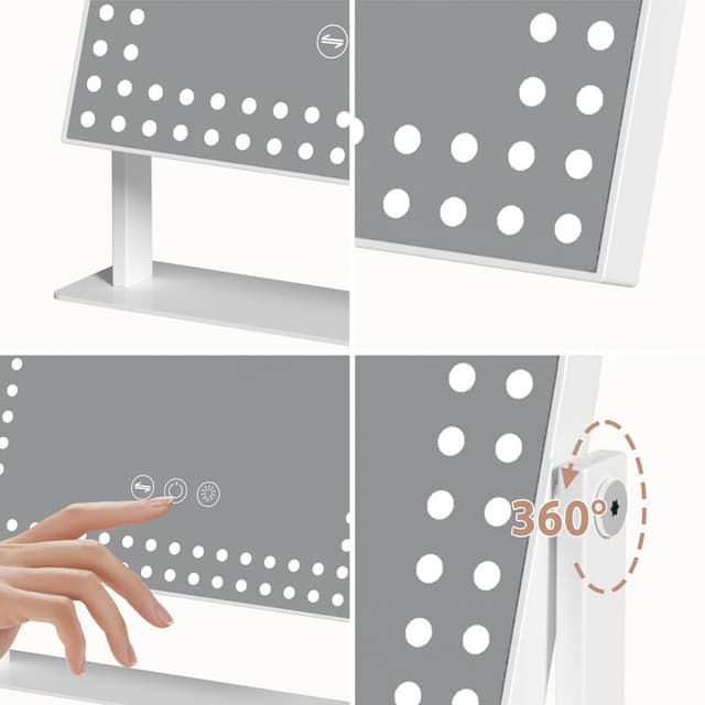VANITII Buet LED Lys Perler Makeup Spejl Metal Hvid 25x30 cm