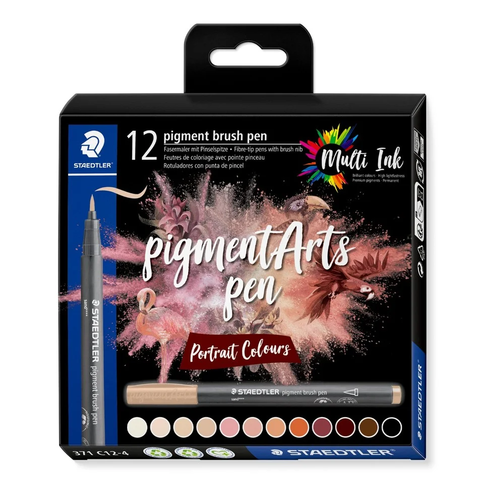 Staedtler - Brush Pen Pigment Portræt 12stk Assorteret