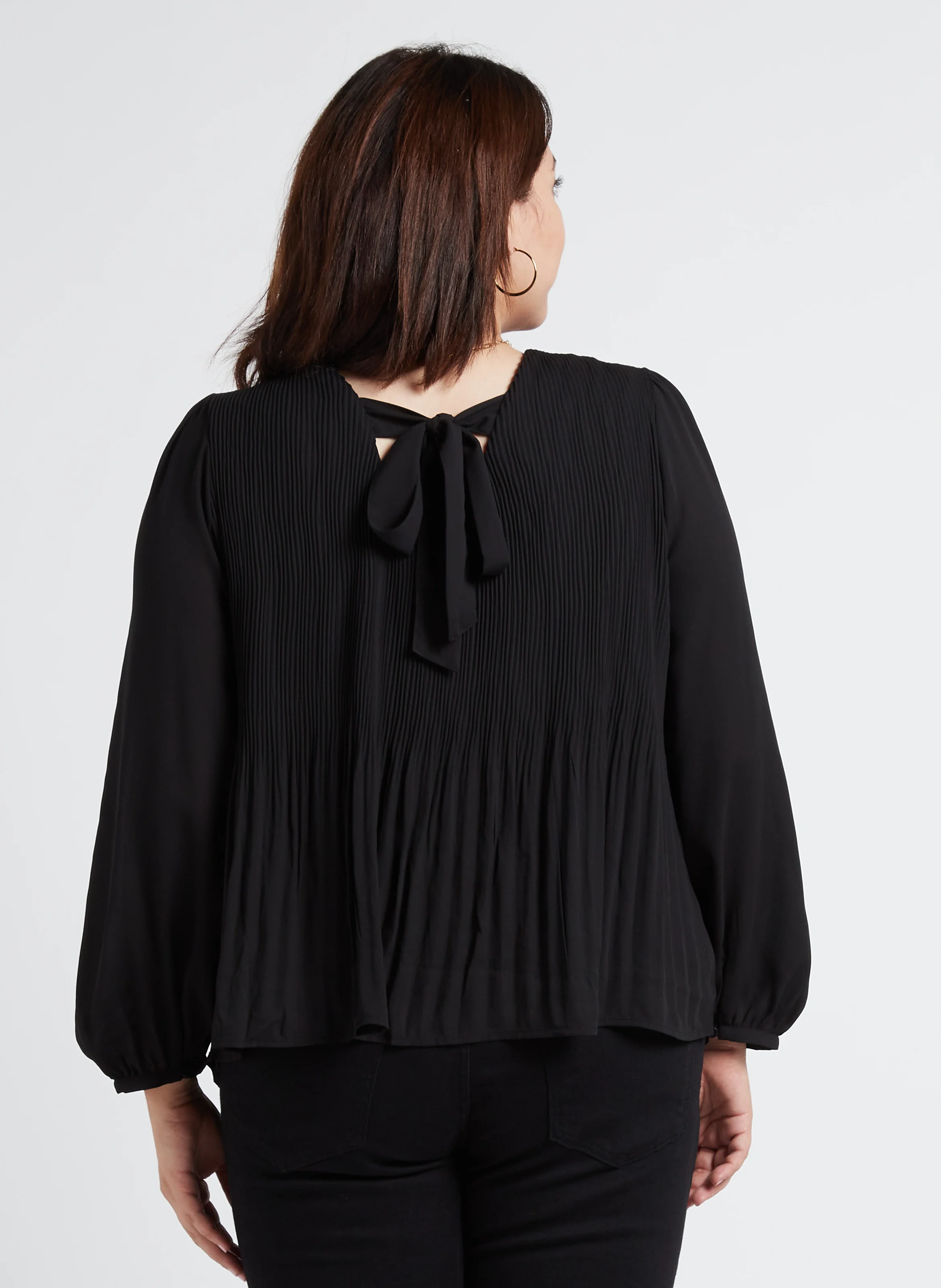 CINDY - Blouse col V plissée | Noir