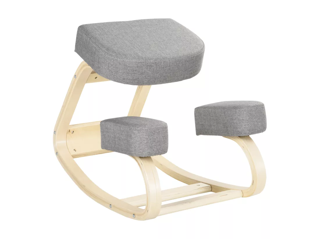 Tabouret ergonomique - siège assis à genoux - chaise à genoux grand confort - bois bouleau polyester gris