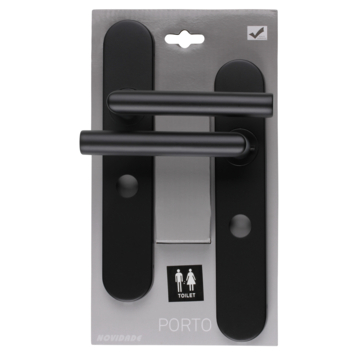 Novidade deurkrukset Porto recht schild met vrij-bezet sluiting 63/8 mm zwart RVS