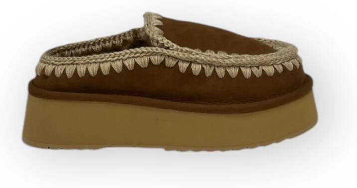 MOU Instappers Dames Clog Eskimo Platform Maat: 40 Materiaal: Suède Kleur: Cognac