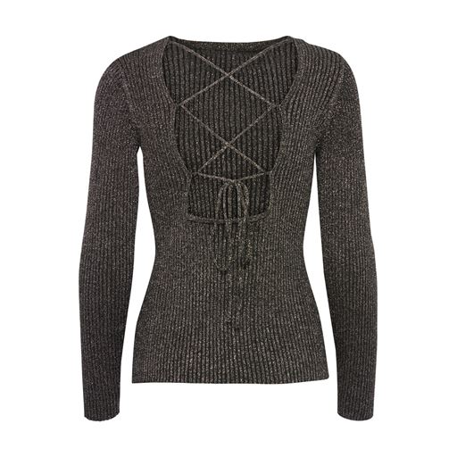 Ichi Cosimo Strikbluse, Black, XL