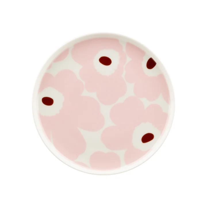 Marimekko - Oiva Unikko Teller Ø 20 cm, weiss / light pink / chestnut