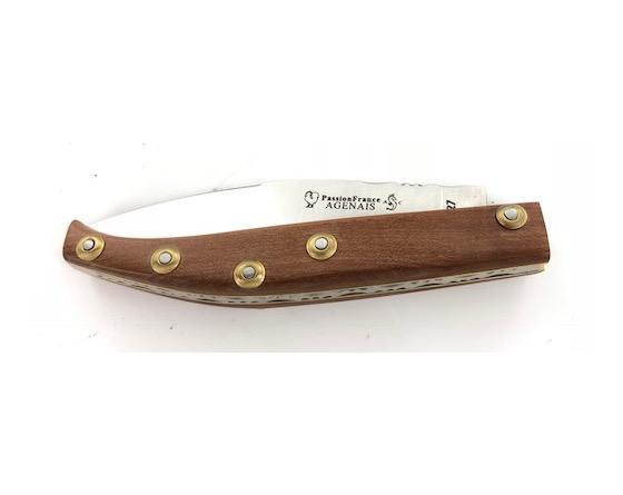 Agenais 12 cm - Prunier - Guilloché - rosettes apparentes Couteau de Poche PassionFrance