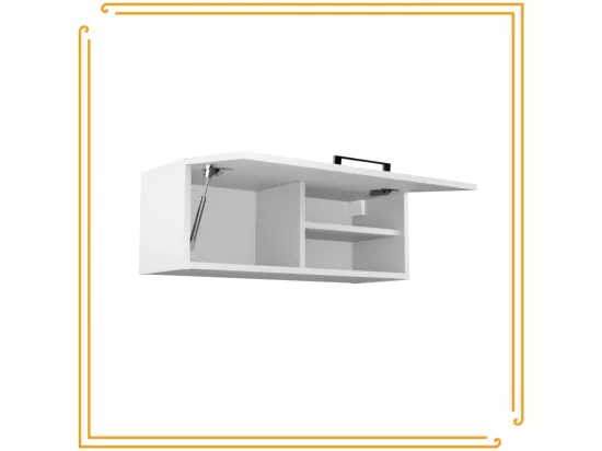 Armoire de salle de bain suspendue horizontale de 80 cm Pawlacz avec étagère blanche et noire.