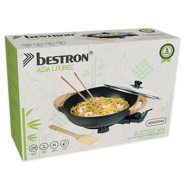 Wok électrique avec couvercle en verre 1500 W Bestron