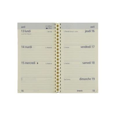 Agenda à spirale Optivision Pocket Trento - 1 semaine sur 2 pages - 9 x 16 cm - bleu - Brepols