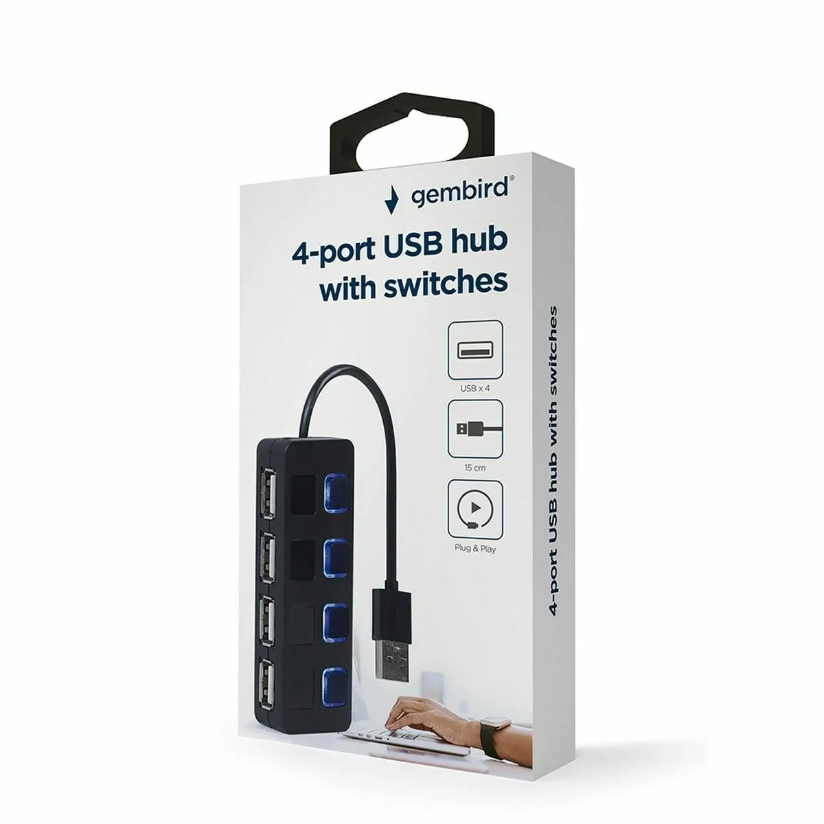 GEMBIRD Hub USB UHB-U2P4-05 Noir