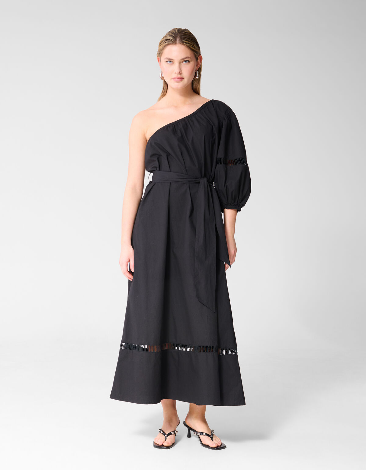 Tape Maxi Jurk Zwart