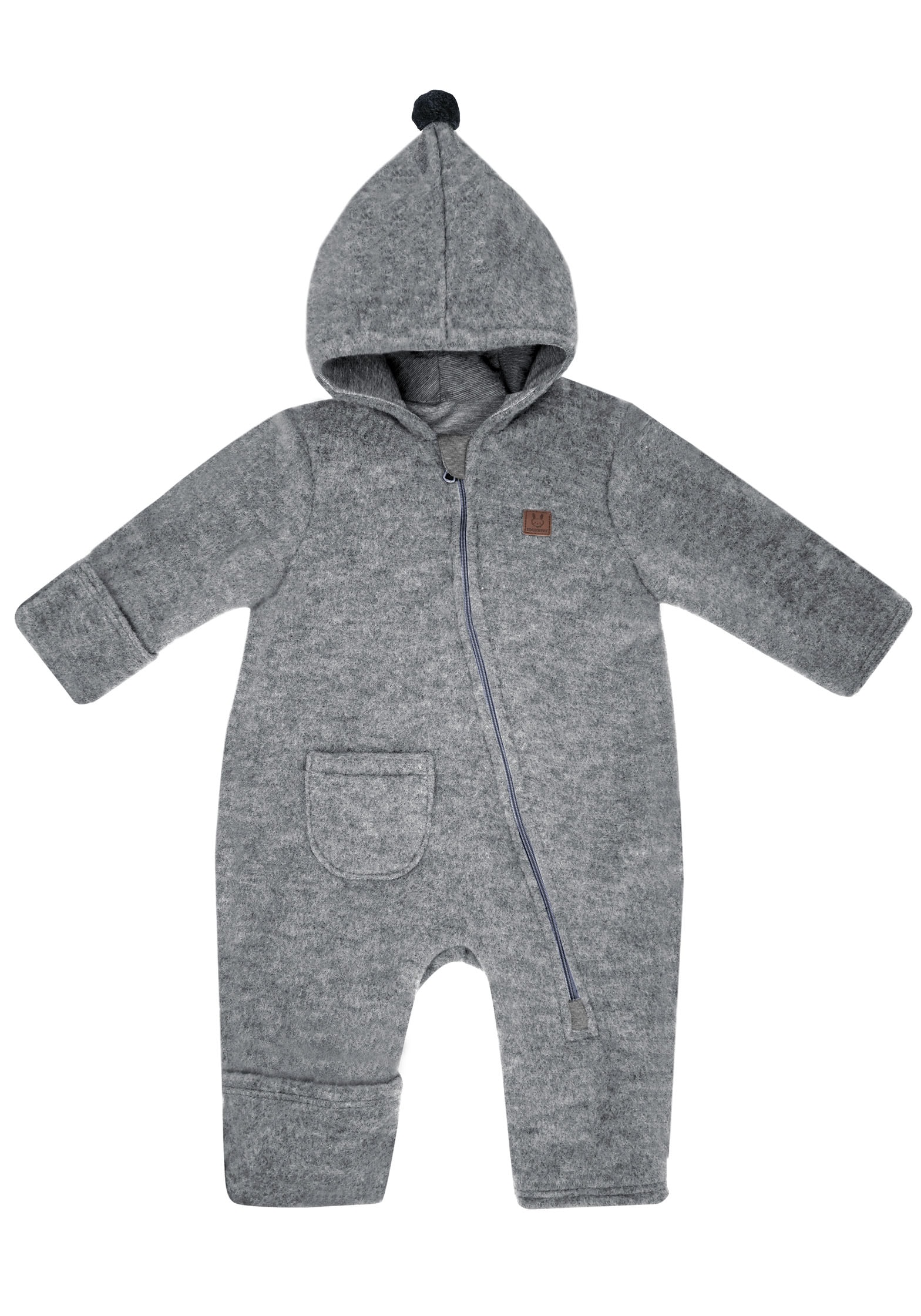 MAXIMO Fleeceoverall , mit Zipfelkapuze mit Pompon und Reissverschluss