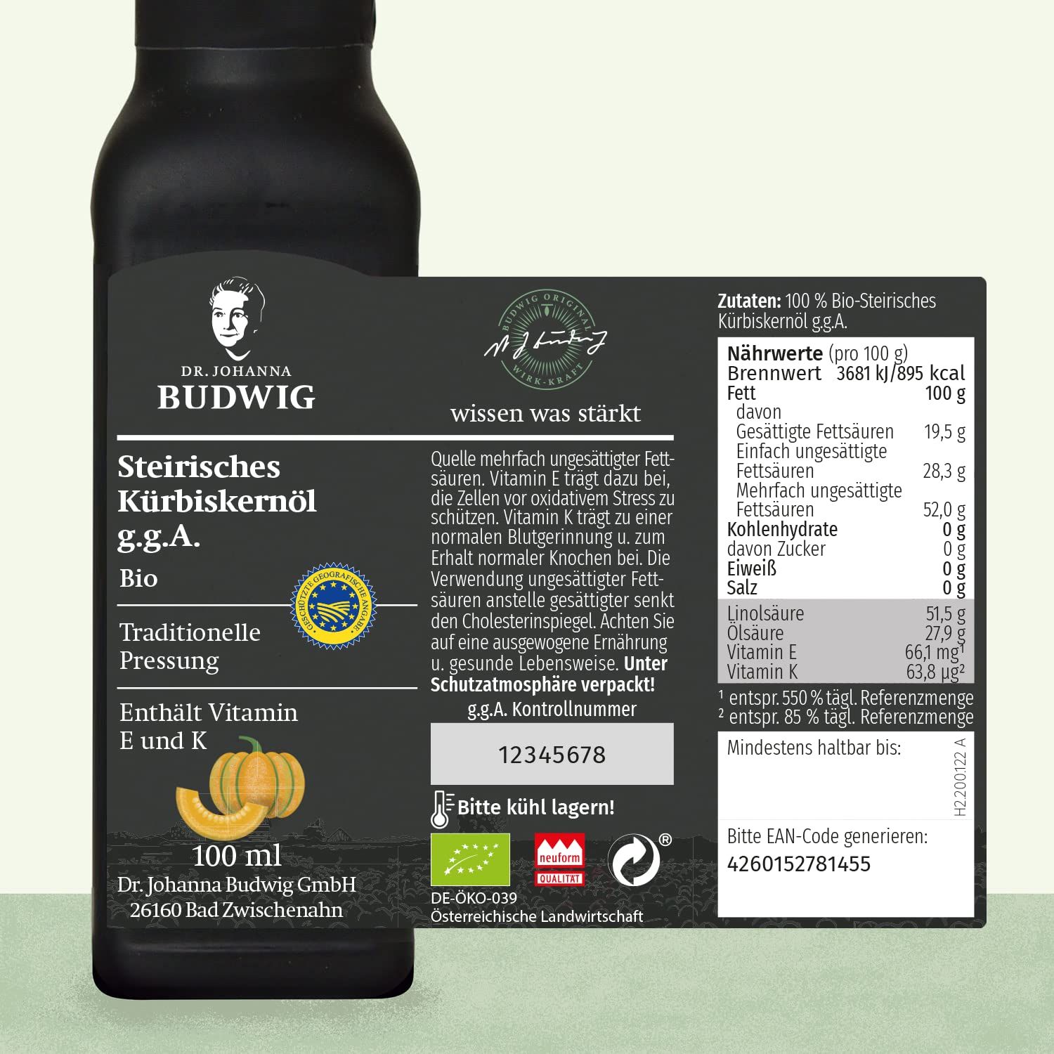 Dr. Budwig Steirisches Bio-Kürbiskernöl